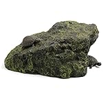 uxcell Dark Green Resin Climb Stone Tortoise Cave Reptiles House Ornament for Aquarium