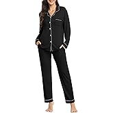YOPUGEE Womens Modal Button Up Pajamas 2 Piece Long Sleeve Comfy Pjs Sleepwear Soft Pajama Lounge Set Loungewear S-3XL