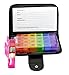 for Small Size Pills Pill Organizer Box Weekly Case, Medicine Organizer, Vitamin Organizer, Rainbow Reminder Daily Am PM, Day Night Compartments 7 Days (Black Leather)