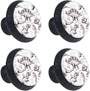 Doodle de dos colores de dinosaurios 4PCS Pomo de armario, tirador para