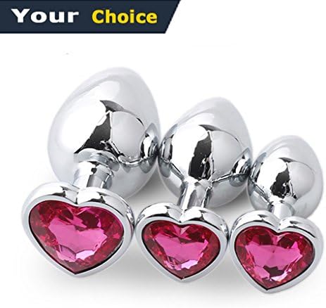 12Couple7 3pcs Stainless Steel Metal A-n-a-l B-u-t-t P-l-u-g Diamonds Plated Masturbating for Beginner Advanced User - Rose