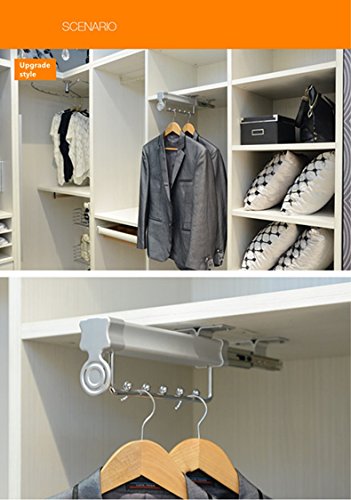 Pants Rail Rod, Cuteadoy Aluminum Retractable Closet Hanger Rod for Suit,Shirts,Pants,Silk Scarf(6 Hooks )