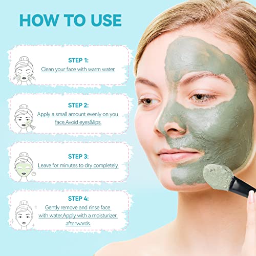 Clay Mask, Face Masks Skincare, Turmeric, Dead Sea Mud, Green Tea Face Mask, Facial Mask Set for Deeply Cleansing, Pores, Acne, and Oil Control - 3x70g