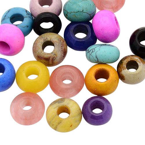 Pandahall 20 Pcs 12mm Mixed Color Rondelle Gemstone European Beads, Large Hole Beads, Rondelle