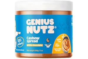 GENIUS NUTZ - Cashew Spread White Chocolate - The Perfect Healthy Cashew Butter Snack with White Chocolate, 100% Natural, Sugar-Free and Gluten-Free, Low Carb High Protein, 7 oz Pack