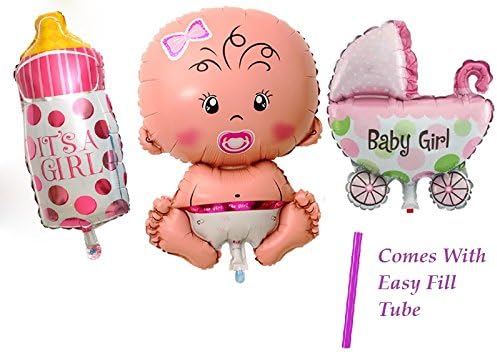 Set of 3 It's A Girl Baby Foil Balloon for Baby Shower Birthday Decoration