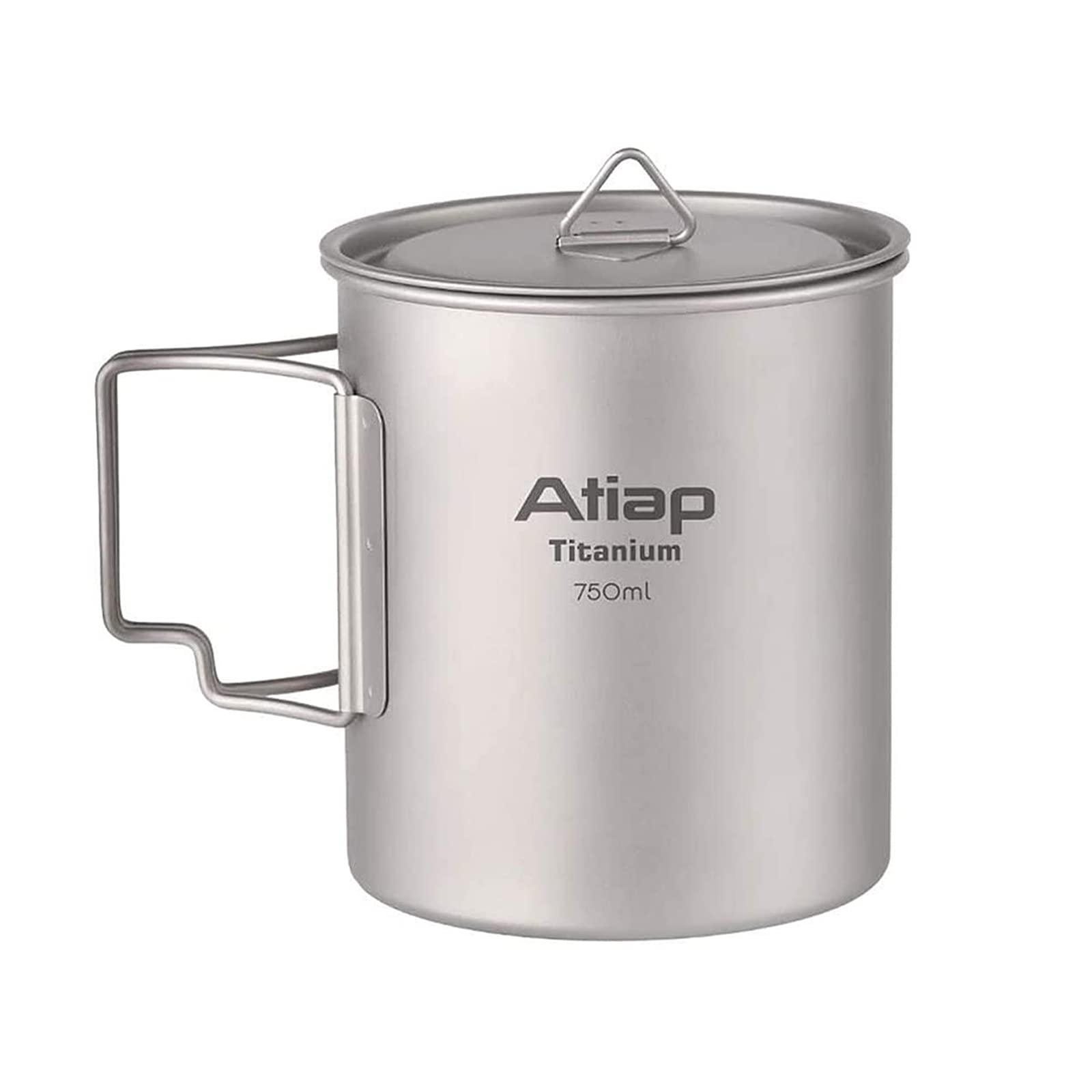 ATiAP Titanium Pot 750ml Cup Mug with Lid Foldable Handle Portable Lightweight for Outdoor Camping Picnic (750ml Pot)