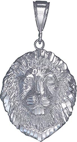 eJewelryPlus Sterling Silver Lion Charm Pendant Necklace Diamond Cut Finish with Chain