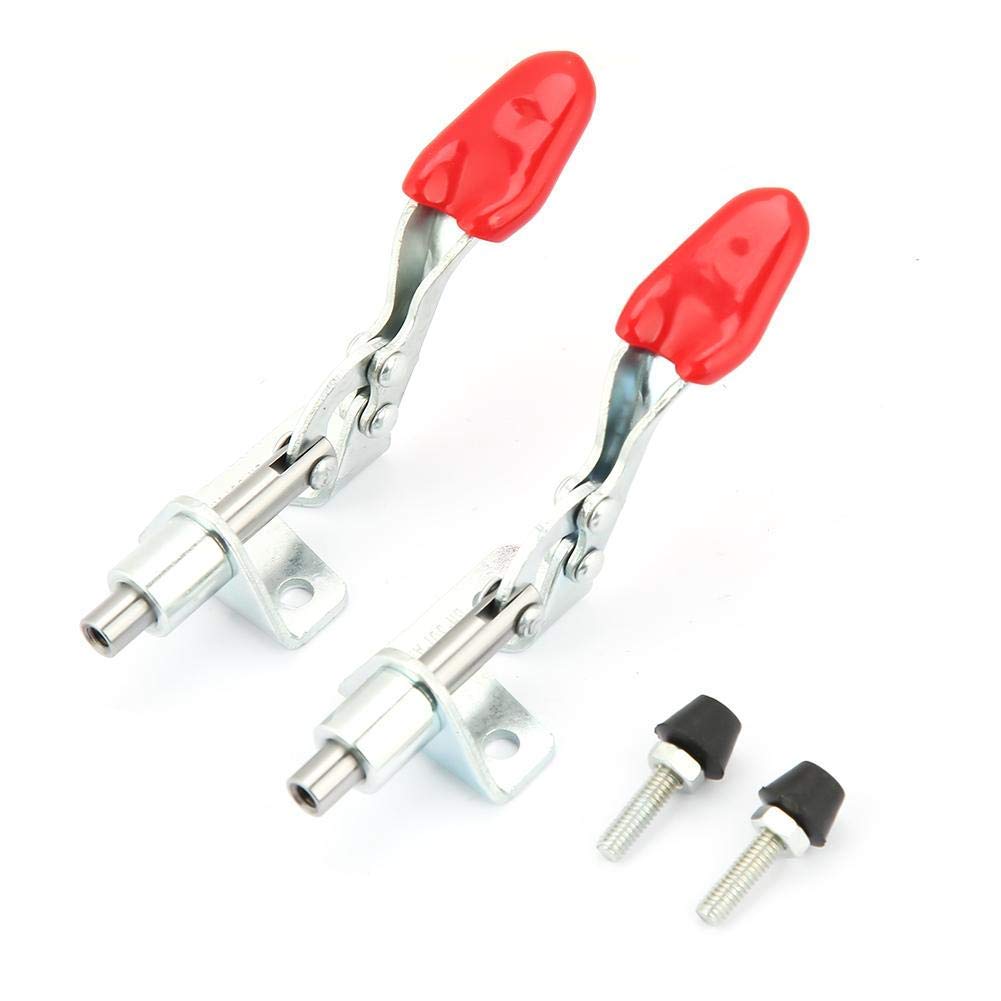 Quick Release Toggle Clamp Set 2Pcs Iron Galvanized 110lbs/50kg Capacity 2.6” Quick Fixed Push Pull Latch Clamp Vertical Toggle Clamp with 4M Screws for Welding Jigging Repairing