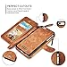Cornmi iPhone 8 Plus Case, Leather Wallet Case 14 Card Slot Wristlet / Shoulder Strap Flip Stand Zipper Purse Detachable Magnetic Cover for iPhone 8 Plus 5.5 inch (Brown)