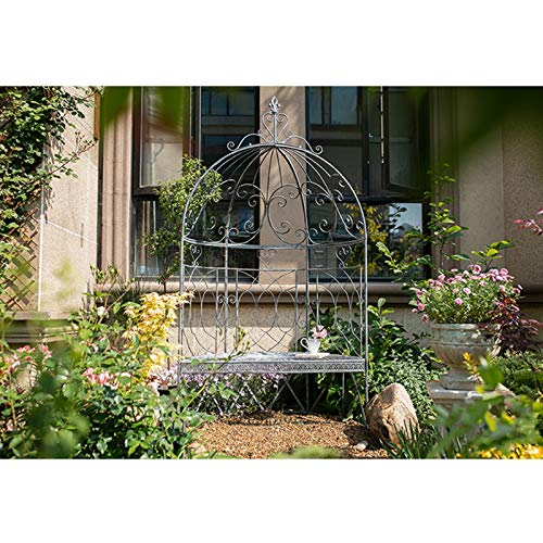 YICOL Rosenbogen Torbogen, Rose Arbours Torbogen für Kletterpflanzen, Pergola im Freien, Metall Gartenbögen, Antikweiß… – Bild 8