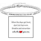 LIU JUN Dont Let The Hard Days Win Beaded Inspire Bracelet For Women, Adjustable Metal Beads Stainless Steel Tube Engraved Band Inspirational Gifts Jewelry