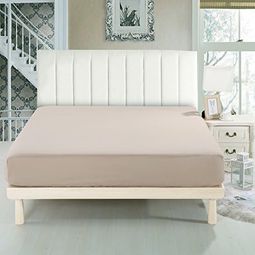 Lullabi Bedding Microfiber, Double-Side Brushed Finish, , Wrinkle, Fade, Stain Resistant, One Fitted Bed Sheet (Queen, Khaki)