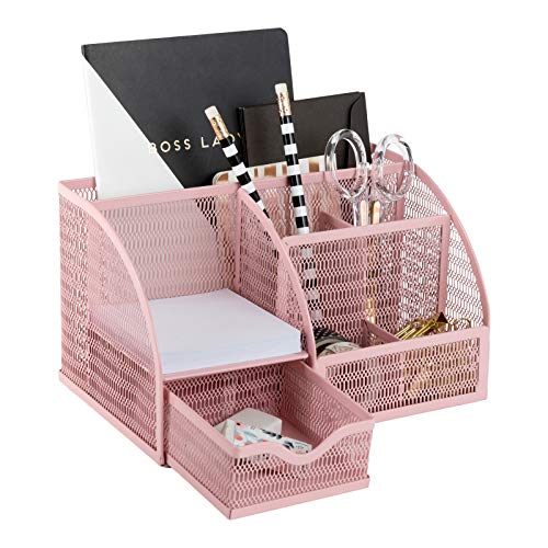 BLU MONACO Light Pink Desk Organizer Cute and Girly Pink Desk