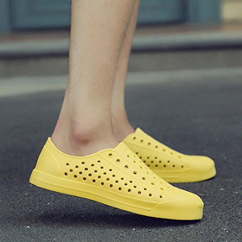 Hometom Unisex Classic Clog, Garden Clogs Mules Shoes Comfort Walking Slippers Beach Sandals Water Footwear (Yellow, US:7.5)