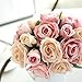 CQURE Artificial Flowers, FakeFlowers Silk Plastic Artificial Roses 9 Heads Bridal Wedding Bouquet for Home Garden Party Wedding Decoration (Pink Champagne×2)