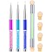 Bememo 4 Pieces Nail Art Brush Set, 3 Pieces Nail Liner Brush UV Gel Painting Pen and 1 Piece Dual Tipped Ombre Sponge Brush Nail Gradient Shading Pen Nail Tip Builder with 4 Replacement Heads