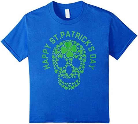Kids St Patricks Day Shamrocks Skull T Shirt 6 Royal Blue