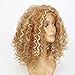 Mersi Wigs for Black Women Short Hair Curly Fluffy Afro Kinky Wigs Blonde and Brown Synthetic Wig Heat Resistant Natural Looking 18 Inch with Wig Cap S016