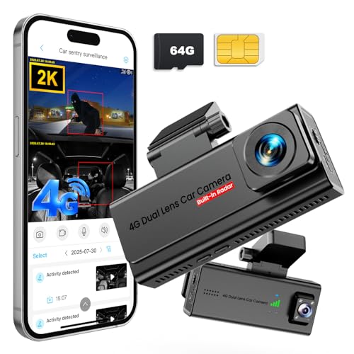 Dash Cam Auto 4G LTE con SIM, Veralyxa Telecamera Auto Atti Vandalici, Rilevamento Radar & Avvisi, Parcheggio 24h, Visione Live da Remoto, Audio Bidirezionale, GPS, Cloud/SD, per Privati, Taxi, Flotte