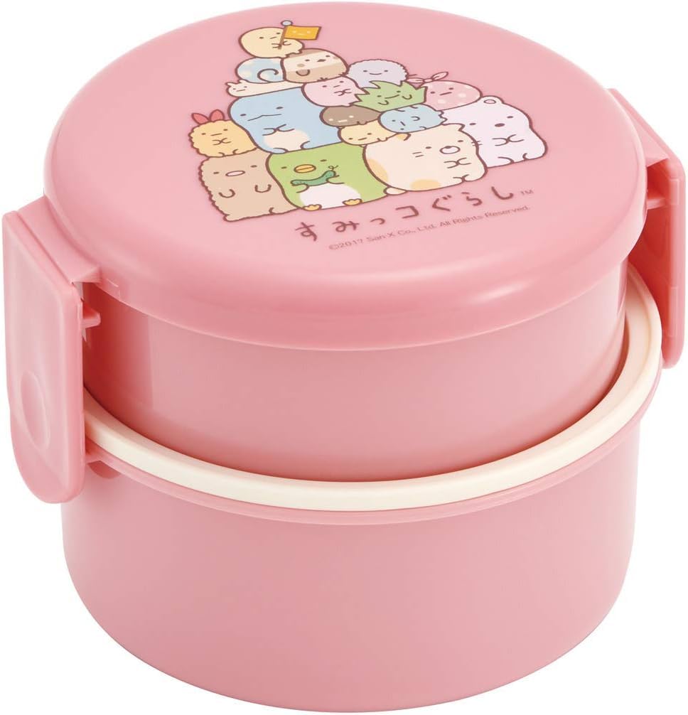 Round Lunch Box Two-Stage (with a Fork) [a Corner Gurashi Standard (Pink)]