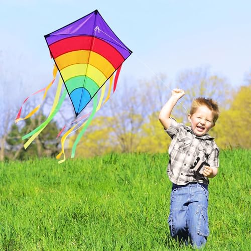 AESTEMON Kites for Kids & Adults - Kite Kids Diamond Eddy Rainbow Easy to Fly, Kites and Flying Toys Outdoor Beach Games for Kids and Adults Beginners