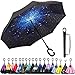 Monstleo Inverted Umbrella,Double Layer Reverse Umbrella for Car and Outdoor Use by, Windproof UV Protection Big Straight Umbrella with C-Shaped Handle and Carrying Bag (Galaxy)