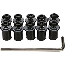 Kit De 10 Vis M6 Pour Pare-brise De Moto - Aluminium Anodisé Noir - Compatible Avec La Plupart Des Motos (fixation Universelle M6)