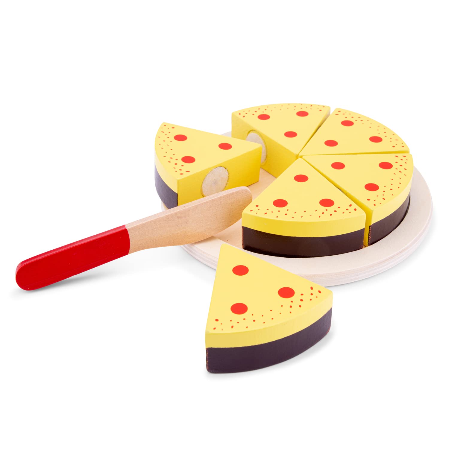New Classic Toys Wooden Pretend Play Kids Cutting Cake Cream Cooking Simulation Educational Perception Toy for Preschool Age Toddlers Boys Girls, Multi Color