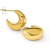 Altitude Boutique 18kt Gold Chunky Bubble Hoop Earrings For Women | Gold Plated Hollow Earrings | Lightweight, Hypoallergenic Thick Hoops