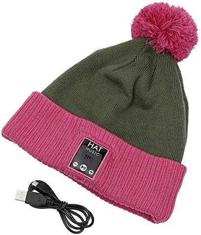 Bluetooth Beanie Hats with Speakers Pom Pom Hats FoYoung Wireless Earphones with Microphone Hands Free Running Headphones Birthday Gifts (Mixed Colors)