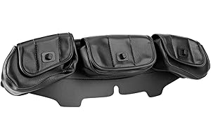 BAFOVY Windshield Saddle Pouch Motorcycle Storage Bag, PU Leather Construction, Large Open Flap and Transparent Pocket for Ma