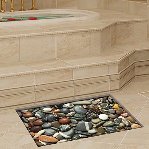 lzzfw Wall Stickers Non-Slip Wearable 3D Black Pebbles Bathroom Bedroom Toilets Tiles Stickers