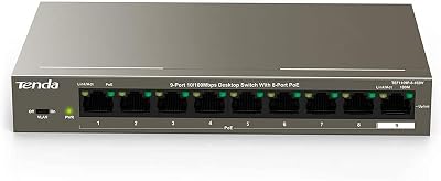 Tenda TEF1109P-8-102W 9-Port 100Mbps PoE Switch 802.3af/at 102W VLAN 6kV