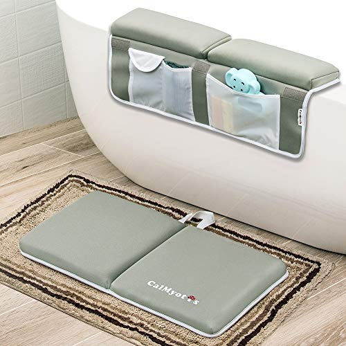 CalMyotis Bath Kneeler with Elbow Rest Pad Set - Waterproof, Anti-Slip Cushioning Baby Bathtub Kneeling Pad, Bath Kneeler Pad for Bathing Time, Machine Washable, Hangable, Shower Gift - Thumbnail 7