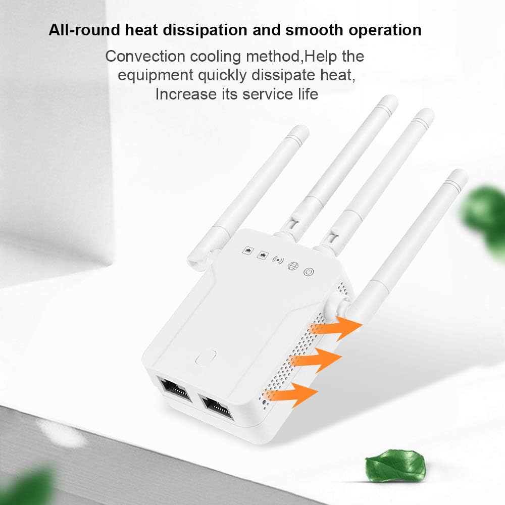 WiFi Repeater - WiFi Booster,Signal Extender,Coverage Up to 2500 sq.ft,1200 Mbps 2.4 & 5GHz Wireless Internet Amplifier - Covers 20 Devices with 4 External Advanced Antennas: Computers & Accessories