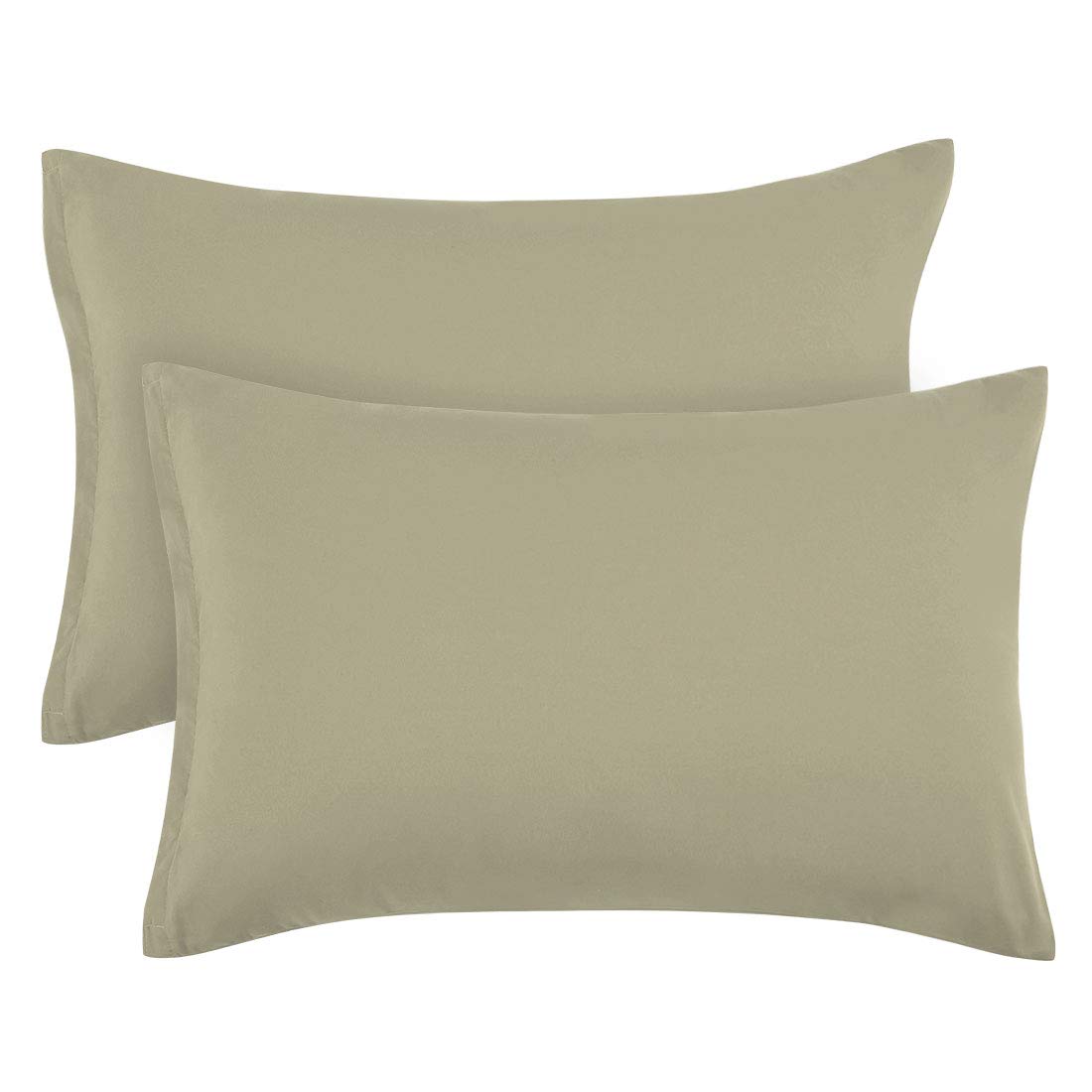 PiccoCasa Zippered Pillowcases, 100% Brushed Microfiber Polyester Pillow Case Cover, Pillow Cases Set of 2, Soft and Comfortable Khaki 50 x 75cm