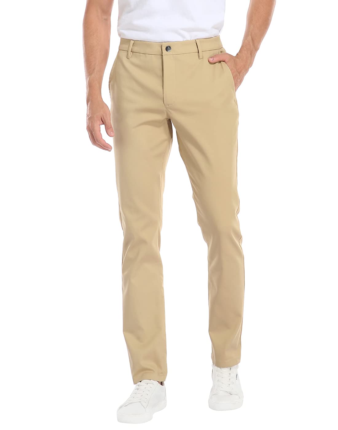 Photo 1 of LRD Mens Stretch Golf Pants – Lightweight Performance Slim Fit Golf Pant for Men Khaki - 32W x 30L