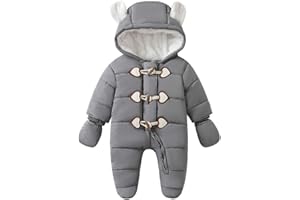 flower frail Baby Winter Snowsuit Warm Hooded Coat Onesie Romper Jumpsuit with Footed Gloves for Boys Girls 3-24 Months