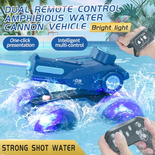 Beauenty Amphibious Remote Control Car Boat, RC Stunt Car with Gesture Sensing, Lights, 4WD, 360° Rotation,Summer Pool Toys - for Kids 6+, Beach and Pool Fun, Idea for Boys and Girls