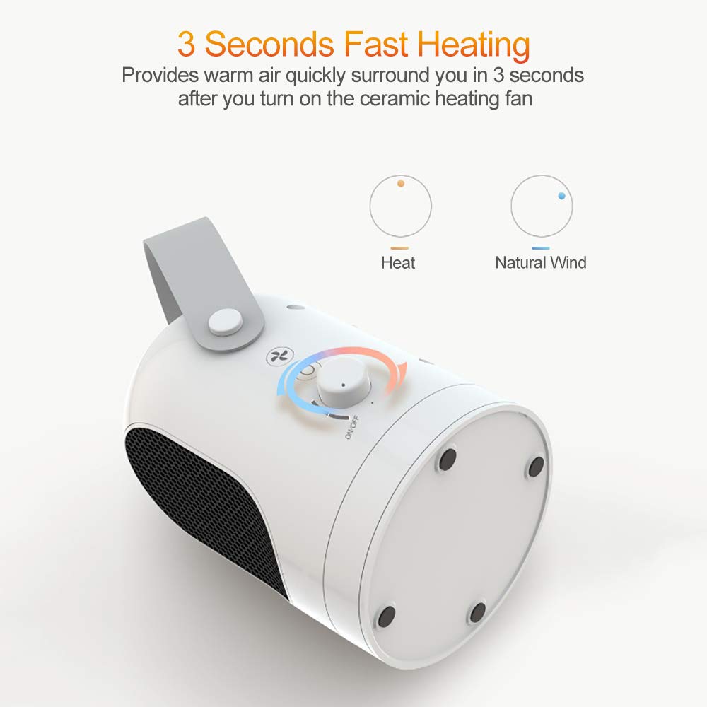 Blu7ive Portable Space Heater, Personal Ceramic Oscillation Heater Fan with Tip-Over & Overheat Protection for Home Office