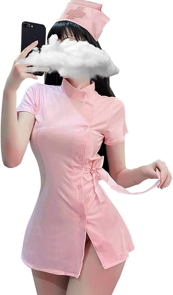 Women's Pink Nurse Costume Hospital Service Sexy Uniform