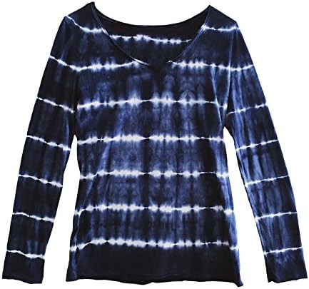 Women's Tie Dye T Shirt, Teen Girl Long Sleeve Tee (Medium, Blue Tie Dye)