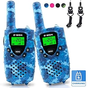 Image of E-WOR Walkie Talkies for Kids Rechargeable, 4 Miles Range 22 Channels 2 Way Radios with Flashlight and LCD Screen, 2019 Best Kids Walkie Talkies for Boys and Girls, Toys for 3-12 Year Old Kids