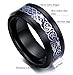 King Will DRAGON Mens 8mm Black Tungsten Carbide Ring Blue Carbon Fiber Celtic Dragon Wedding Band