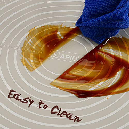 Silicone Pastry Mat Non-Slip with Measurements for Silicon Baking Mats, Non-Stick Dough Rolling Mat, Kneading Bread/Placemat/Fondant/Sugarcraft/Pie Crust Sheet by Sapid,15.7''×19.7''(Gray)