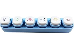 ZMLSED 6-in-1 Pre Self-Inking Planner Stamp Set - Portable Weather Multi Stamps with Storage Case for Bullet Journal, Scrapbooking, Travel, Daily Planning -100mm x 15mm (6 Themes, Quick-Dry Ink, Durable)