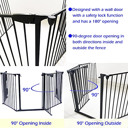 Nisorpa Dog Gate, Stair Gate Stairway Barrier 120 inch Extra Wide Pet Gate, Large Openings