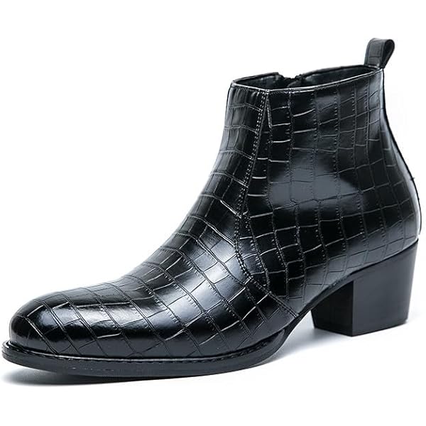 Amazon.com | RYNKOMA Men's Leather Chunky Heel Chelsea Ankle