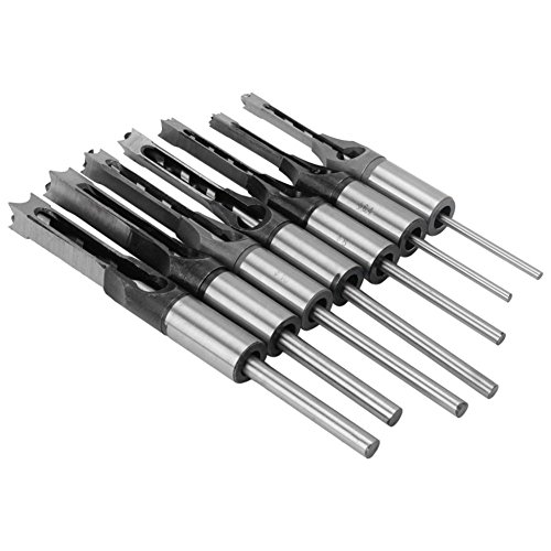 TOOGOO 7pcs 1/4 to 1/2 Square Hole Drill Bit 45 Steel Mortising Drilling Woodworking Tools